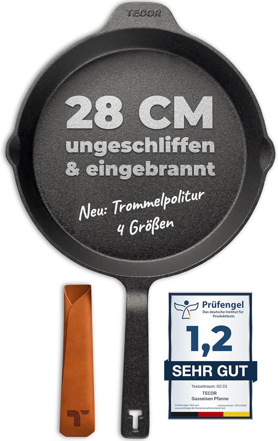 TECOR Gusseisenpfanne 28 cm ungeschliffen
