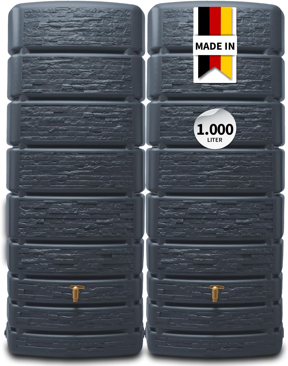 4rain Slim Stone Decor Regentonne Set 1000 Liter