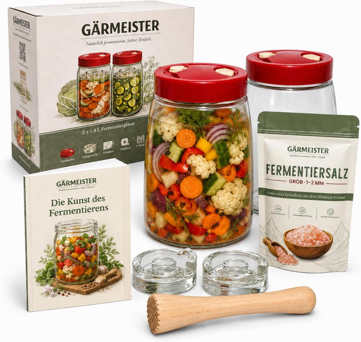 GÄRMEISTER Premium Fermentierglas Set 2er mit Zubehör