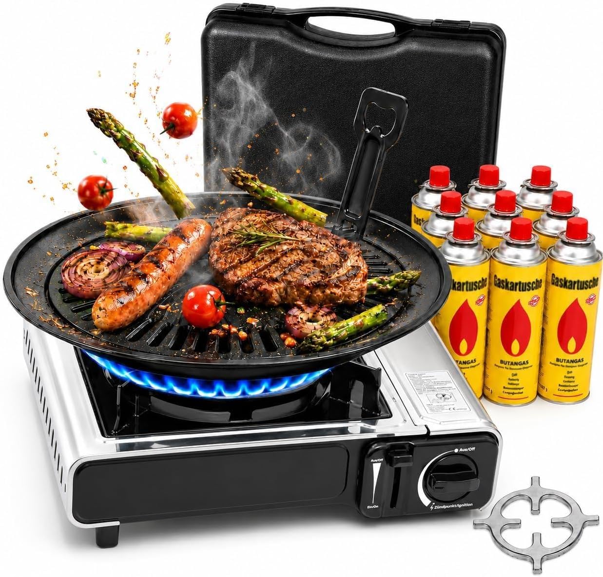 TruWare Gaskocher Set mit 8 Kartuschen