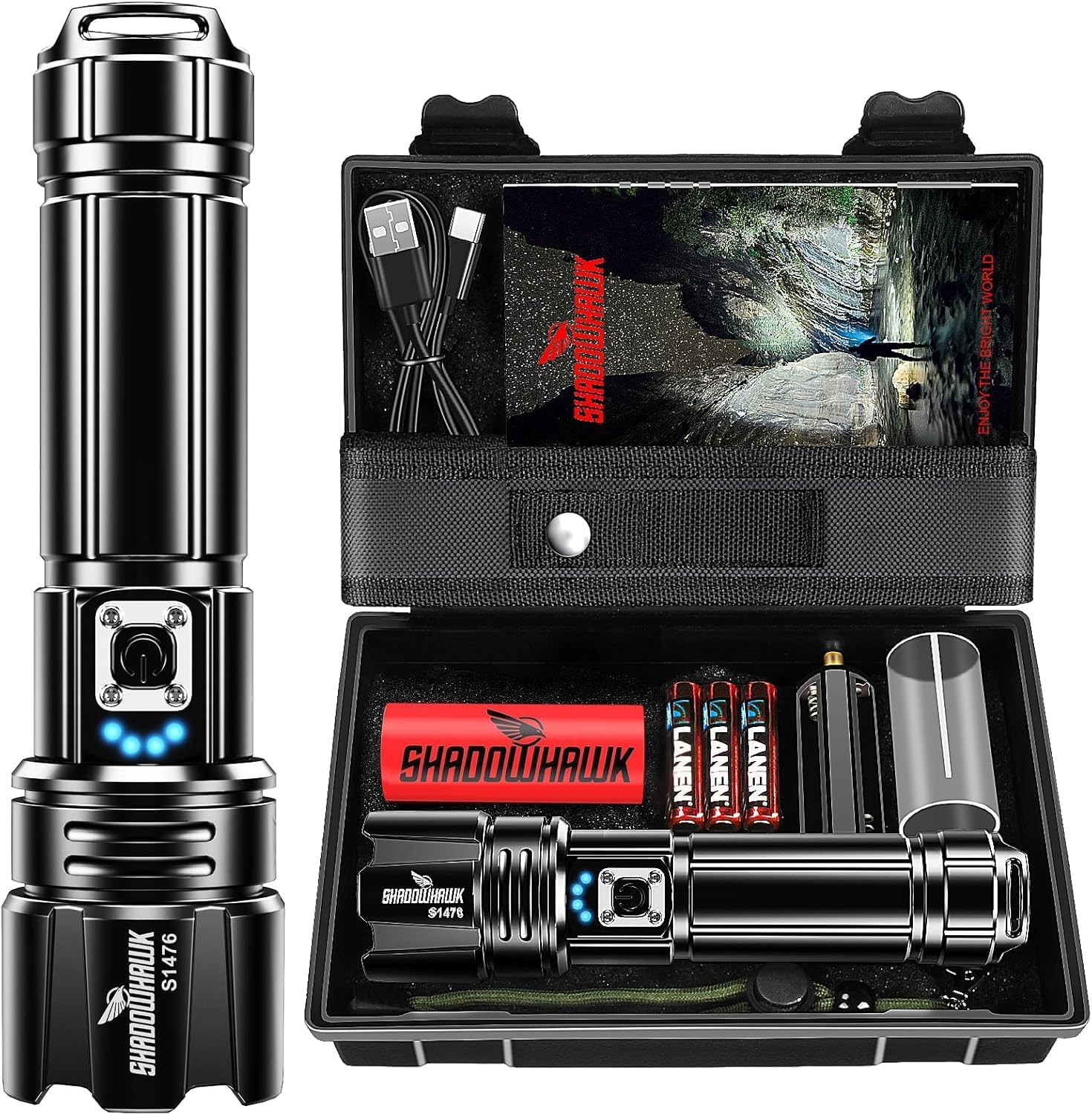 Shadowhawk Tactical Taschenlampe USB aufladbar