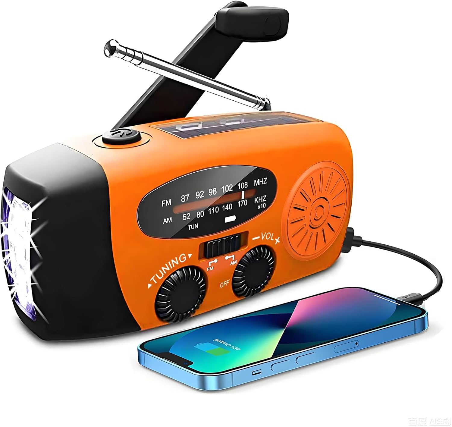 Solar Radio 2000 mAh Kurbelradio mit AM/FM